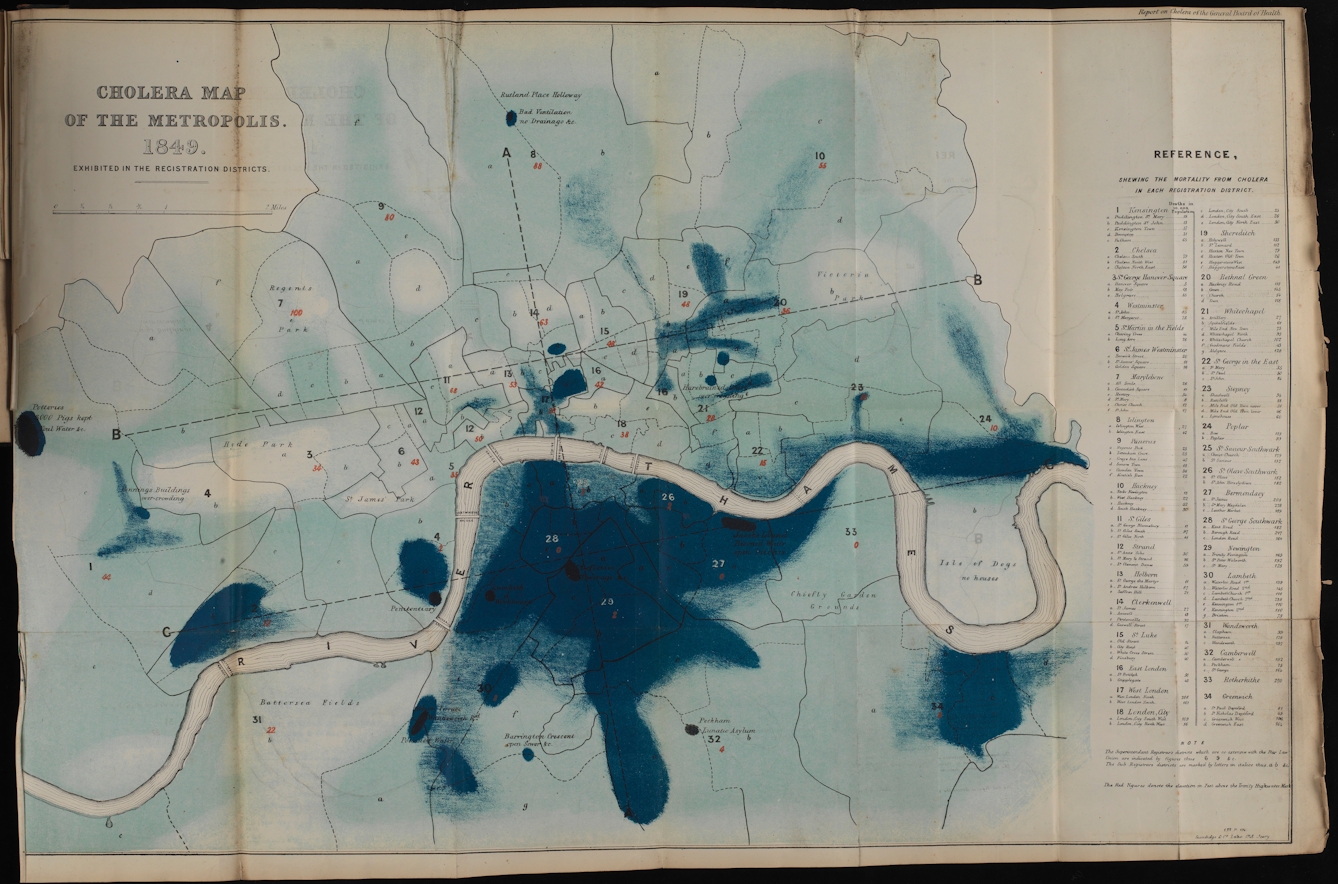 Cholera Map of the Metropolis, 1849