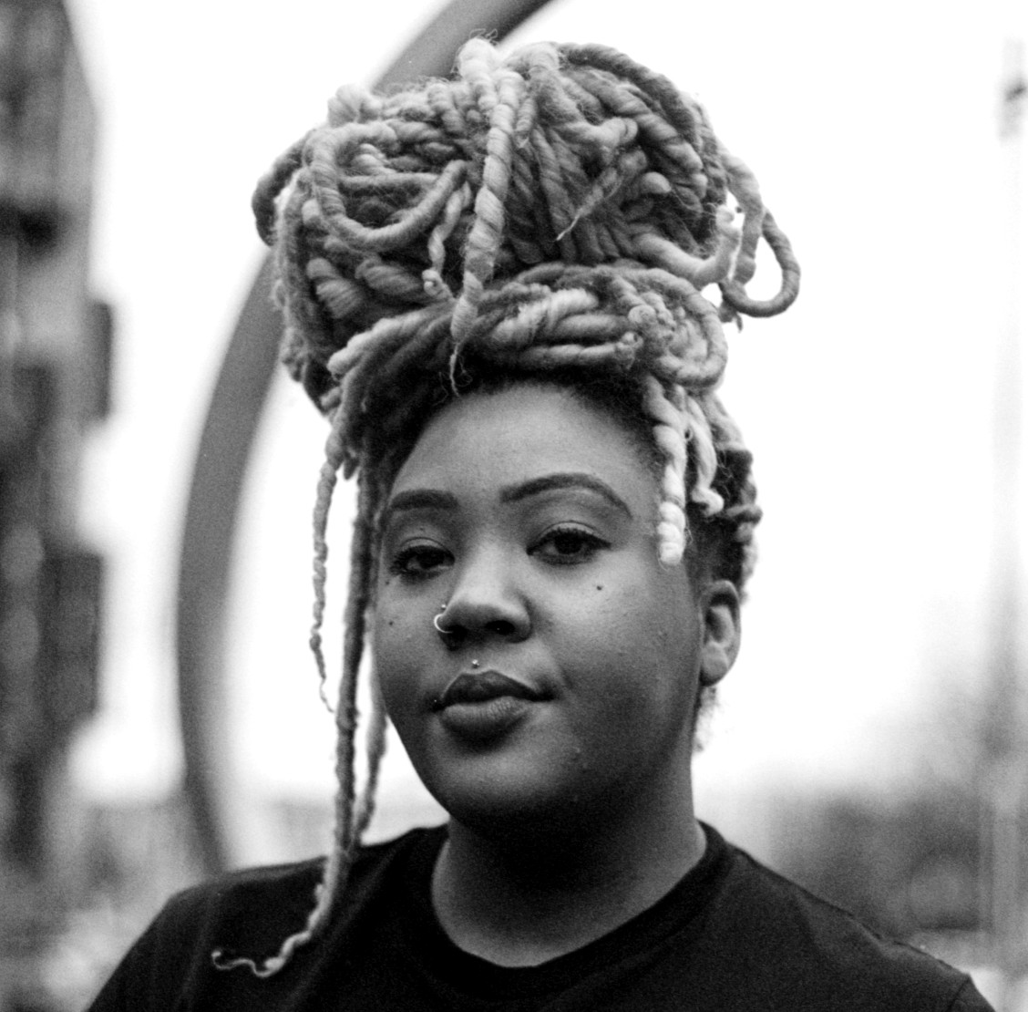 Black and white head and shoulders photograph of Janine Francois