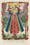 Coloured etching of woman on a cross