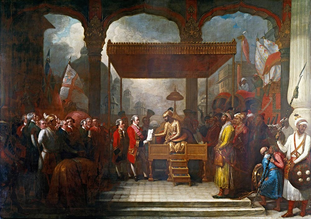 Shah Alam conveying the grant of the Diwani to Lord Clive