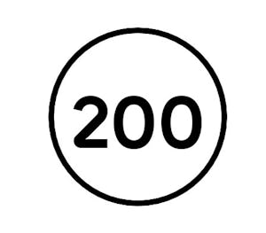 A circle with the number 200 inside it.