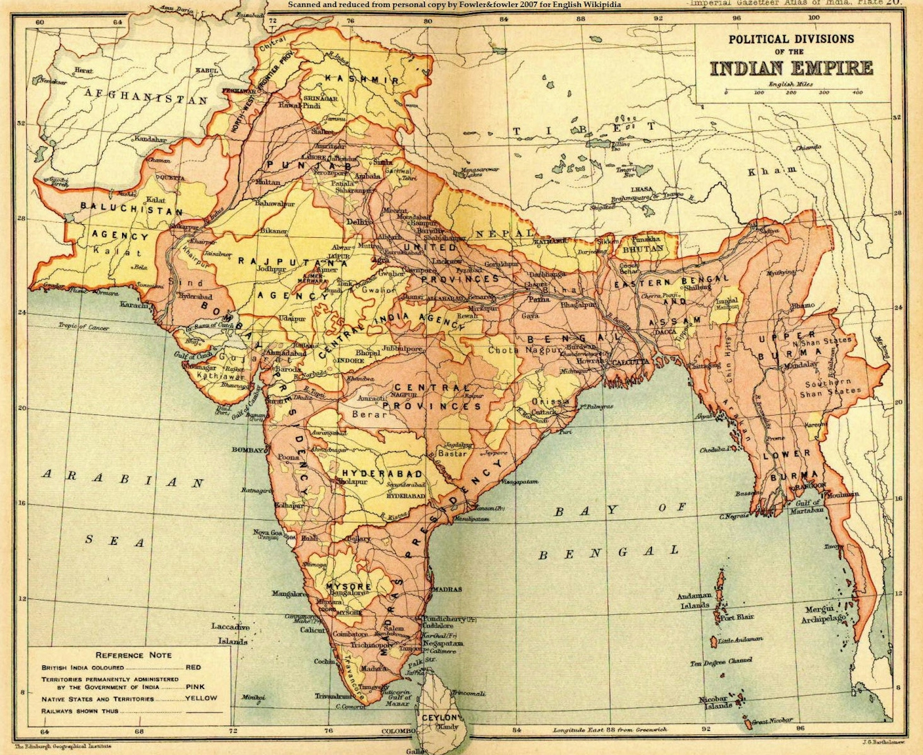 Political divisions of the Indian Empire, 1909