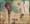 Head on a stick in a field with haystacks and trees in the background. Painting by Ron Hampshire