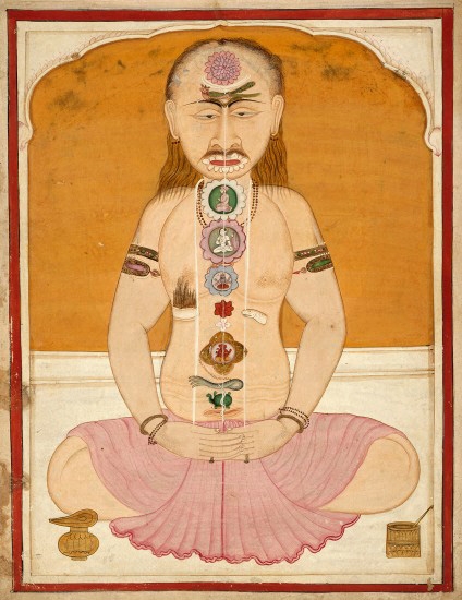 The tantric body showing the chakras and kundalini