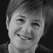Black and white photographic headshot of Wendy Moore
