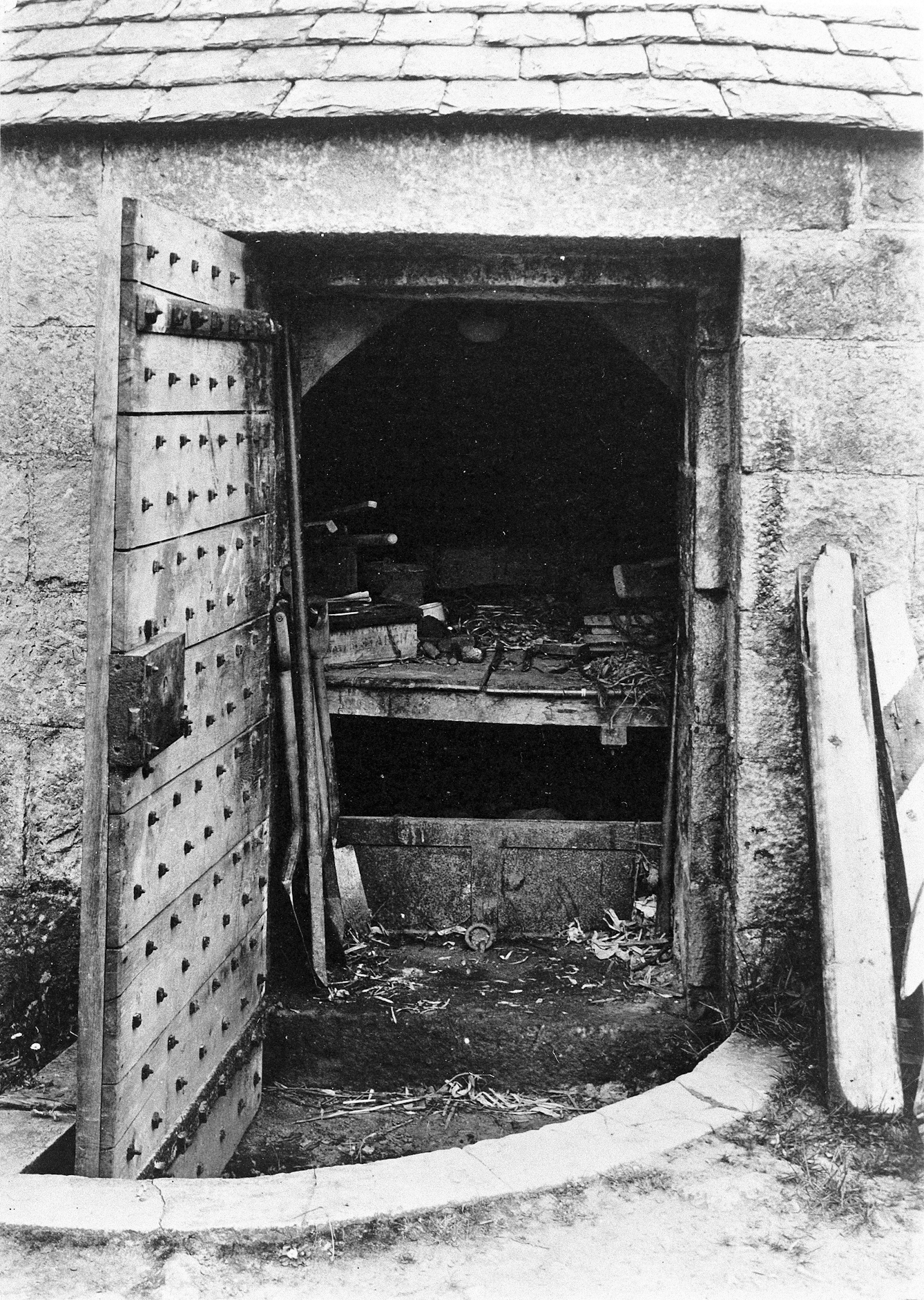 Door open on Vault in graveyard at Udny, Aberdeenshire