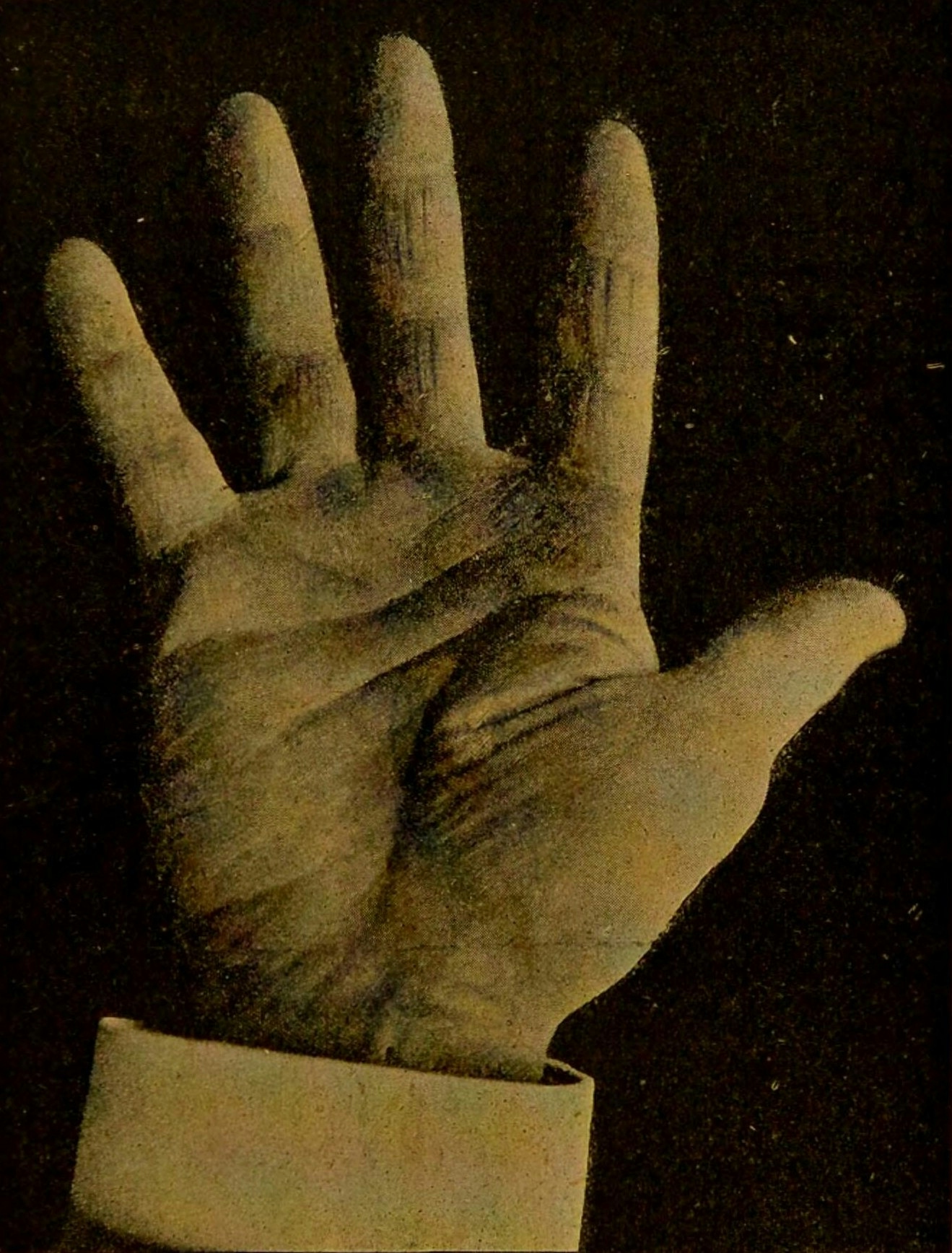Black and white photo of Emile Zola’s hand.