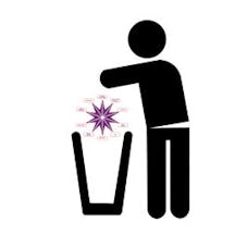 Recovery in the Bin logo showing a person putting a star into a bin. The star has points representing unrecovery issues such as trauma, economic inequality and discrimination.