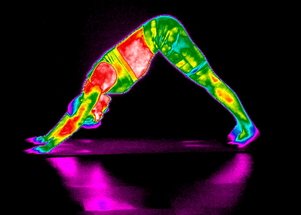 'Yoga practice illustrated with thermography' by Thermal Vision Research. 