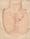 Photograph of an illustration of a man's chest showing red acne keloids.