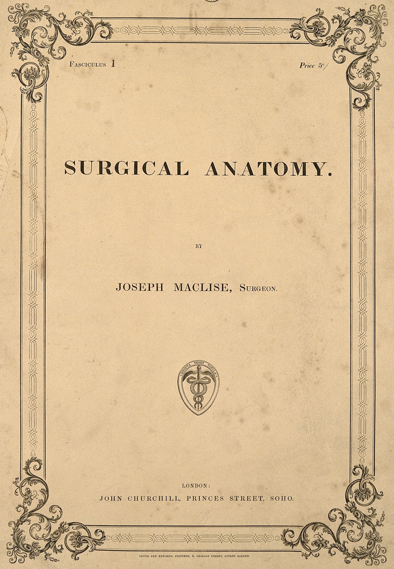 Title page of Surgical Anatomy by Joseph Maclise