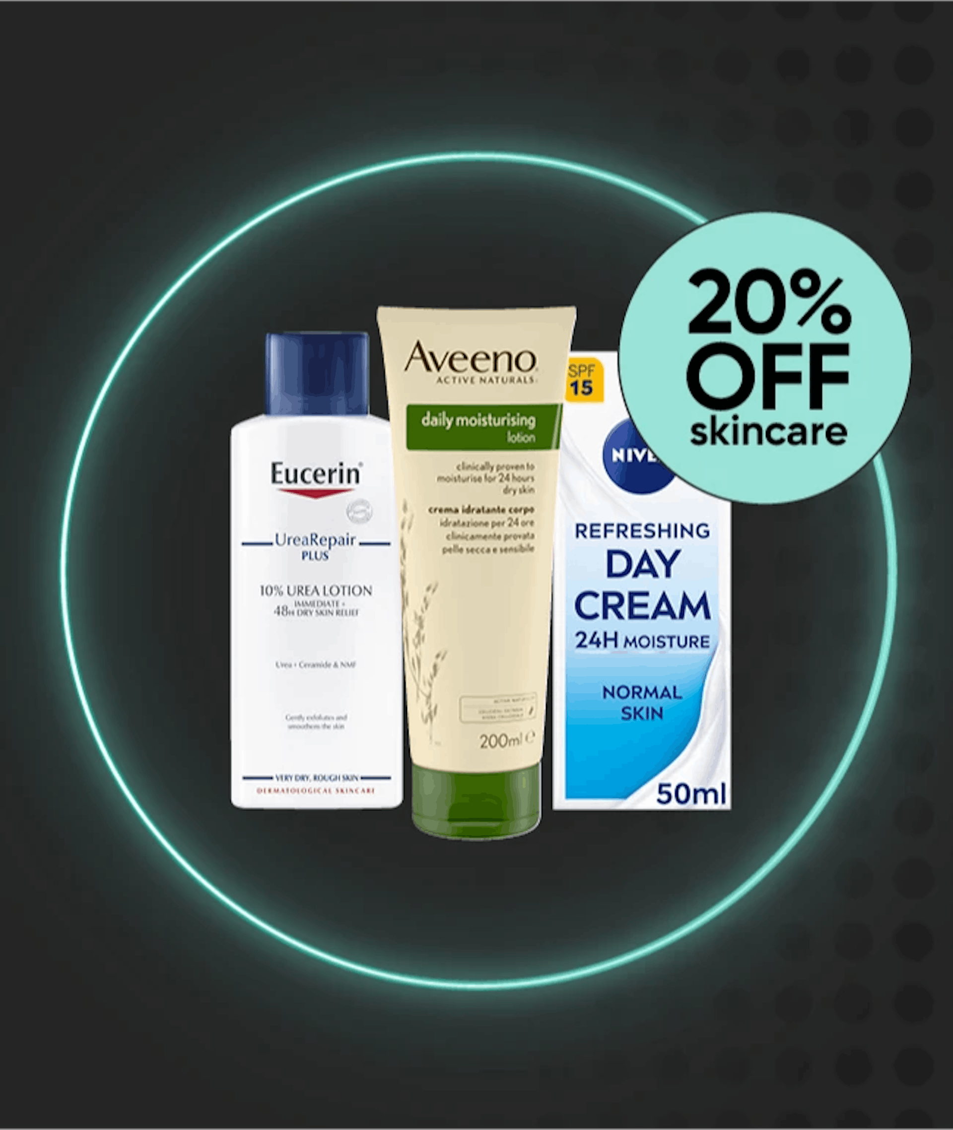 Assorted skincare products now 20% off