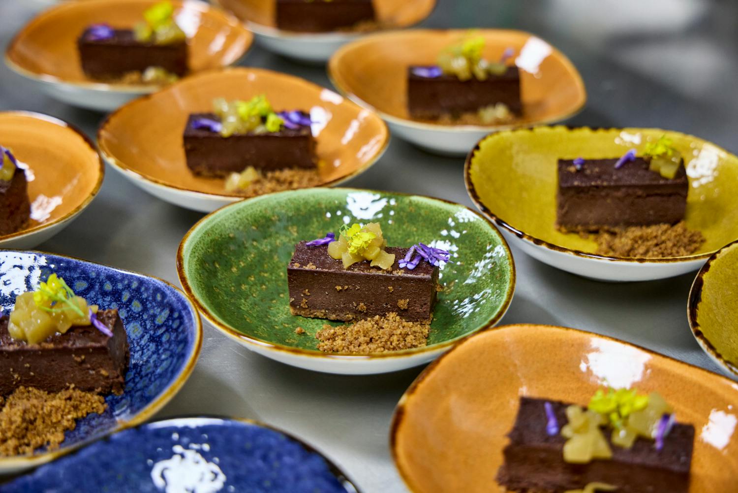 Chocoladedesserts veel closeup