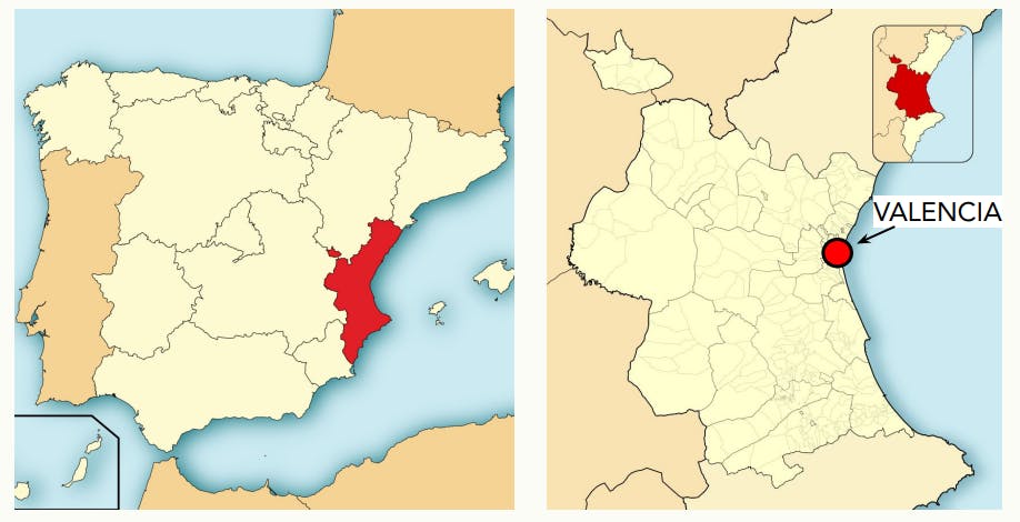 Localisation de Valencia sur une carte