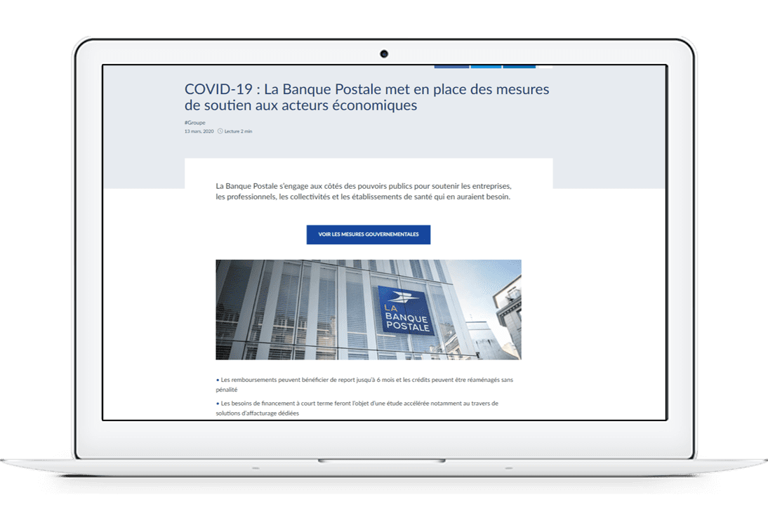 Retrouvez les mesures de La Banque Postale en ligne concernant le coronavirus