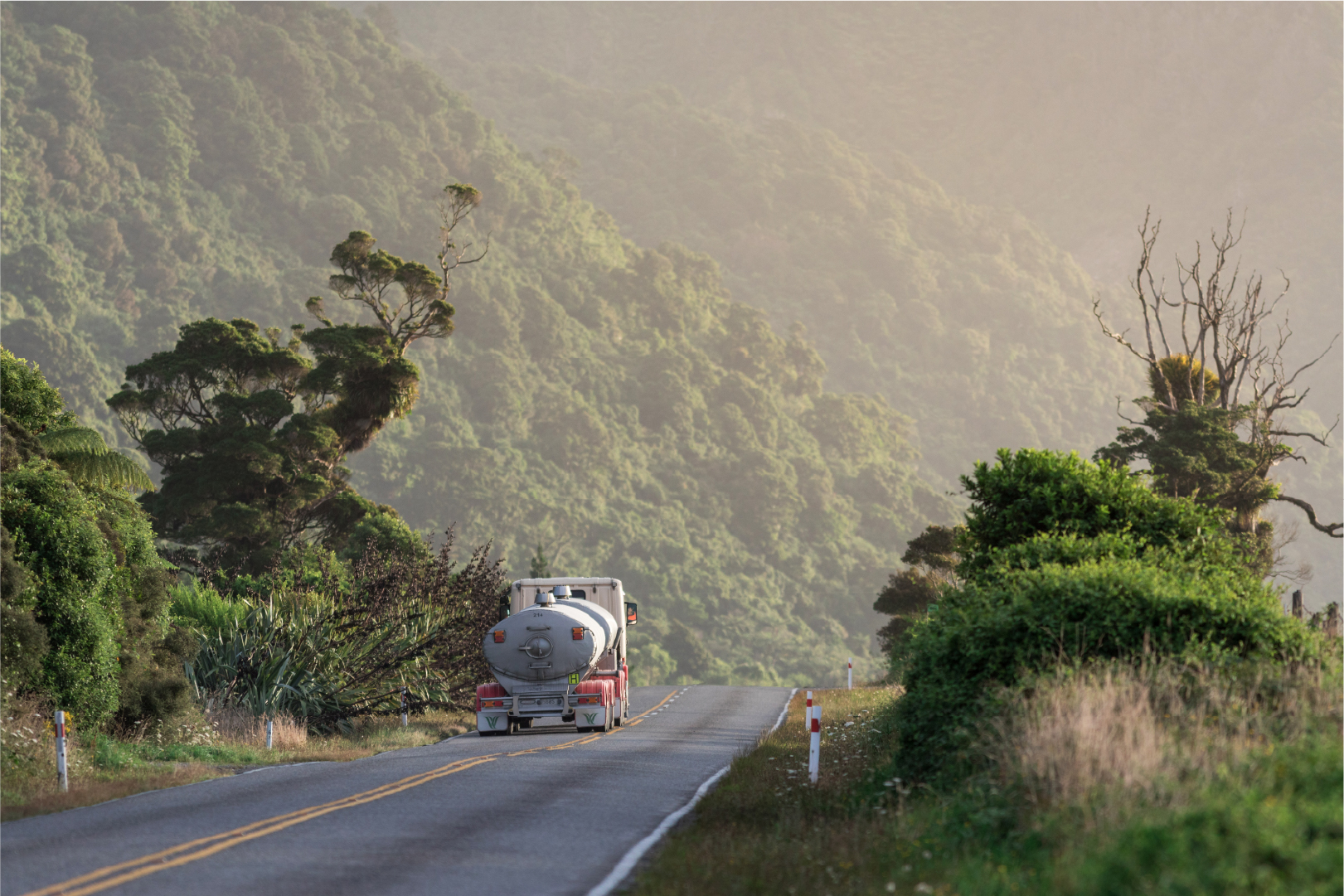 Milk tanker on a West Coast road