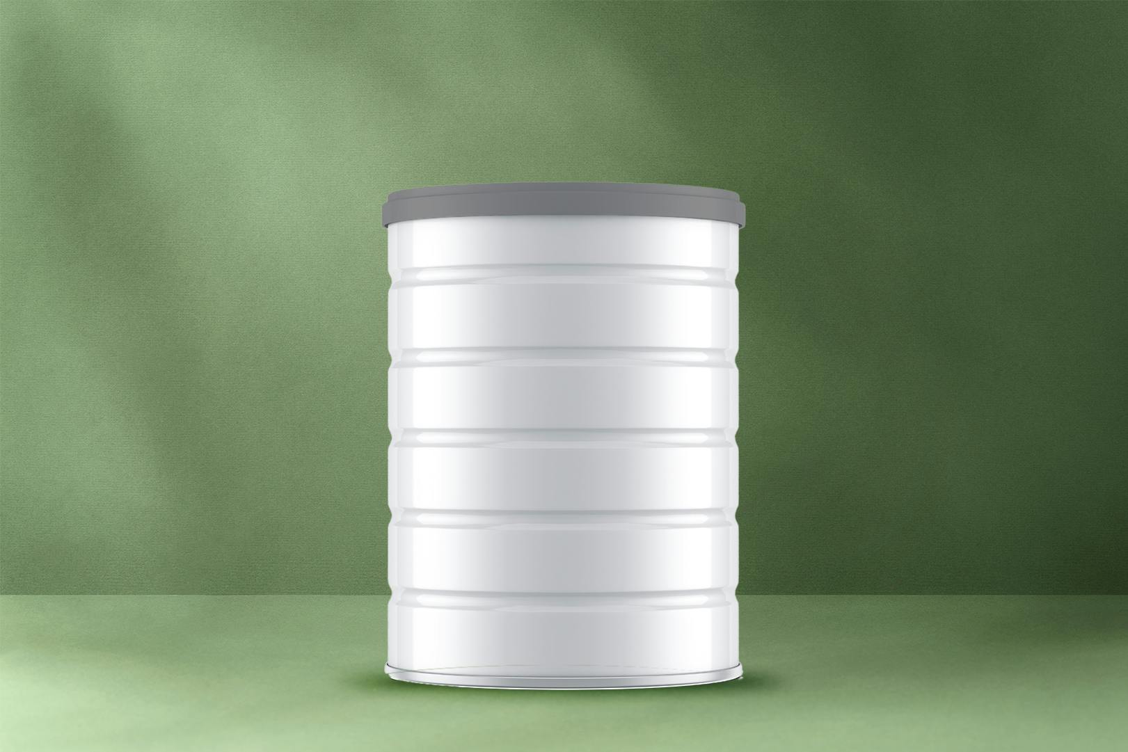 Blank tin of milk powder