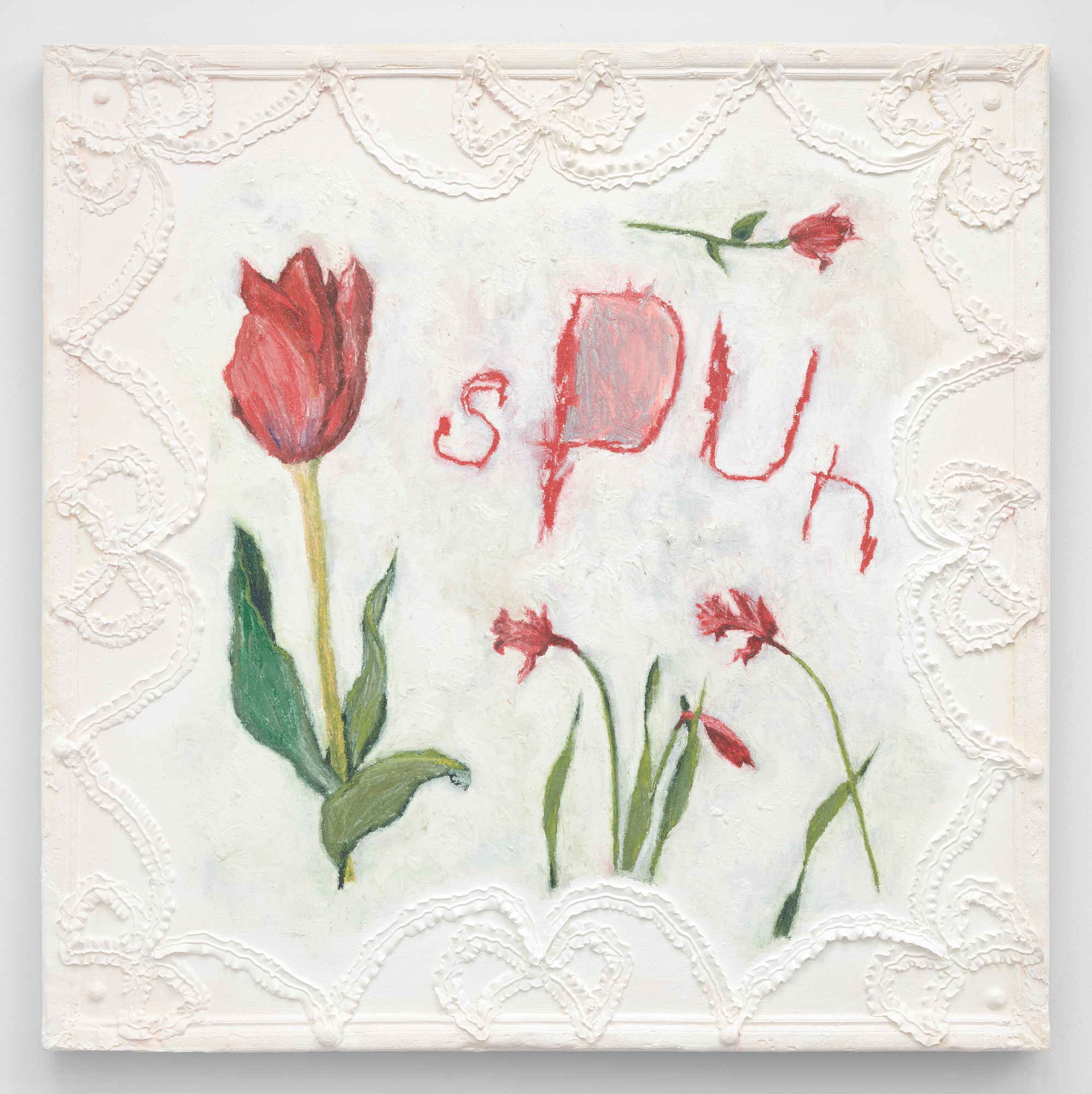 Spun, 2024 Acrylic, oil, spackle  on canvas 36 x 36 x 2 in / 91.44 x 91.44 x 5.1 cm