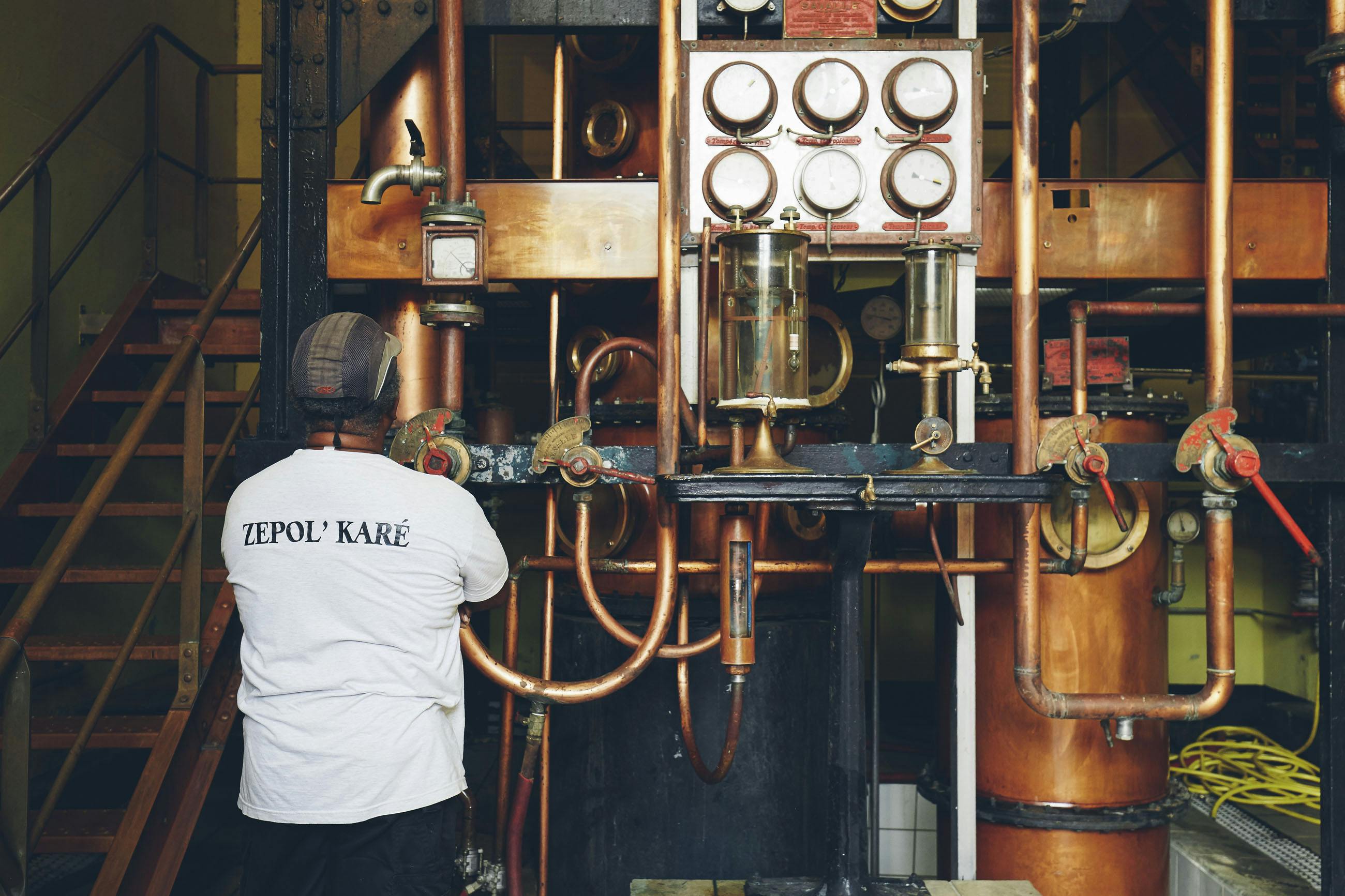 Column stills at the Neisson distillery