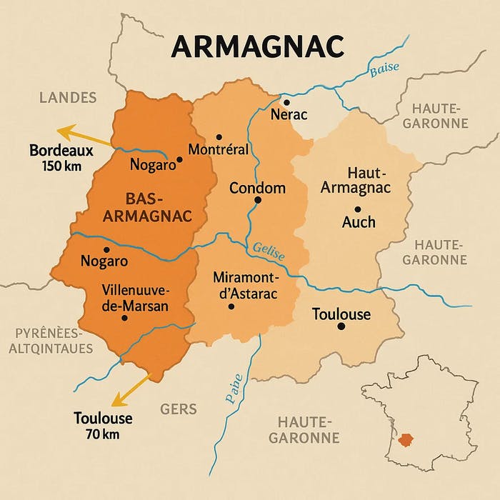 carte cépages armagnac