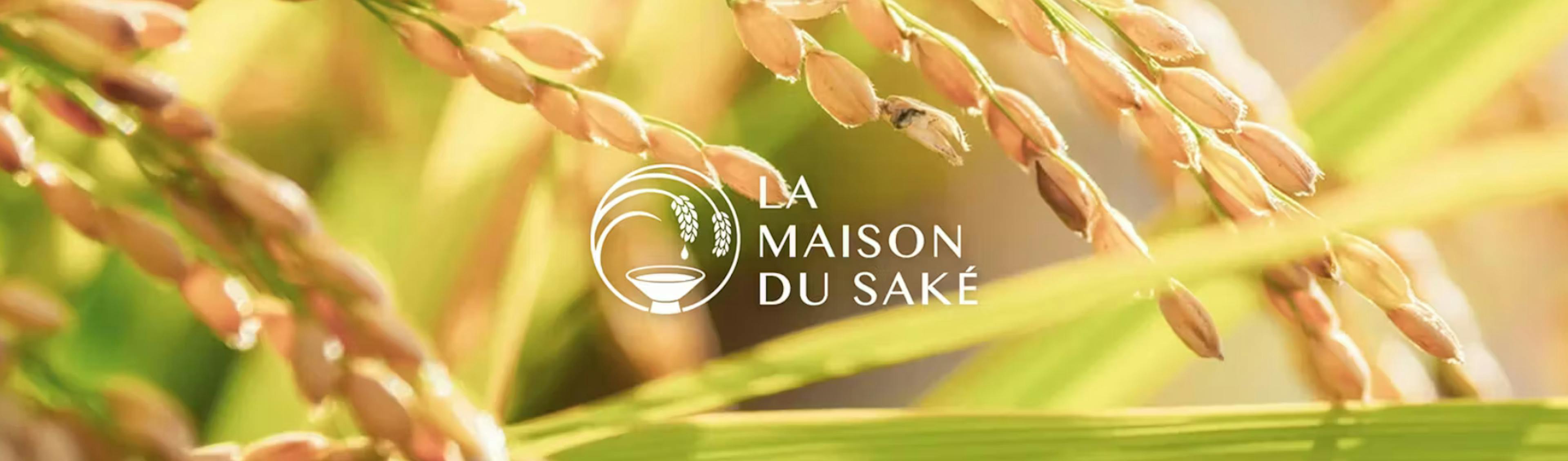 Logo La Maison du Saké sur des épis de riz mûrs
