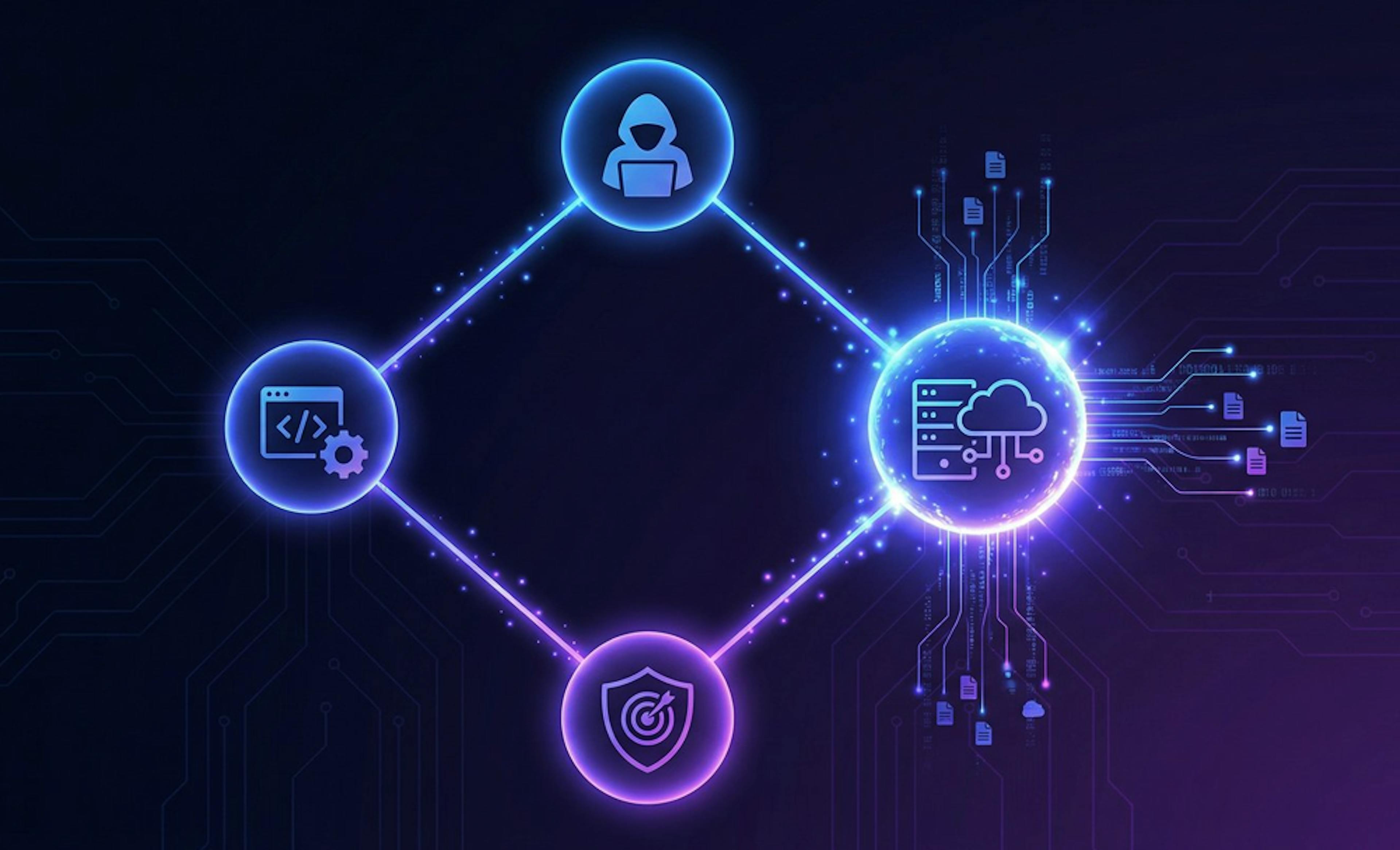 Connected digital nodes representing vendor infrastructure dependencies