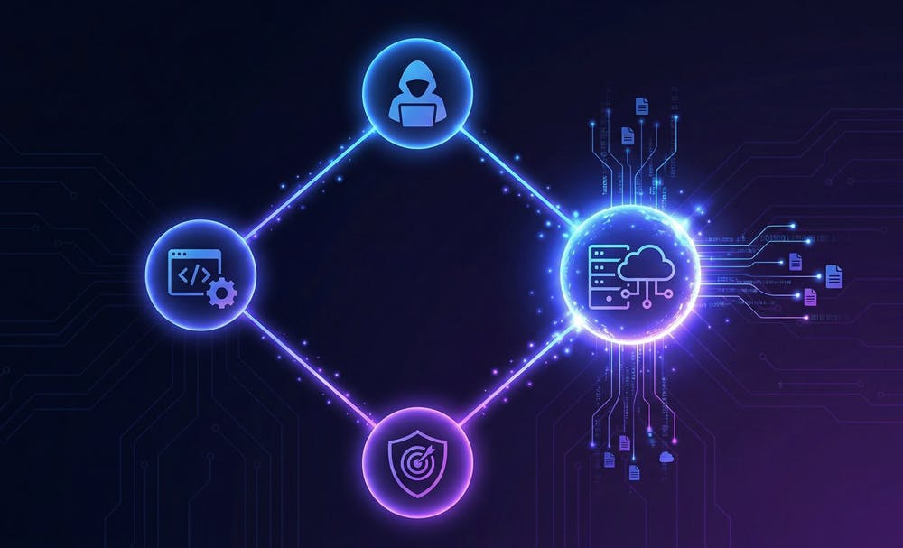 Connected digital nodes representing vendor infrastructure dependencies