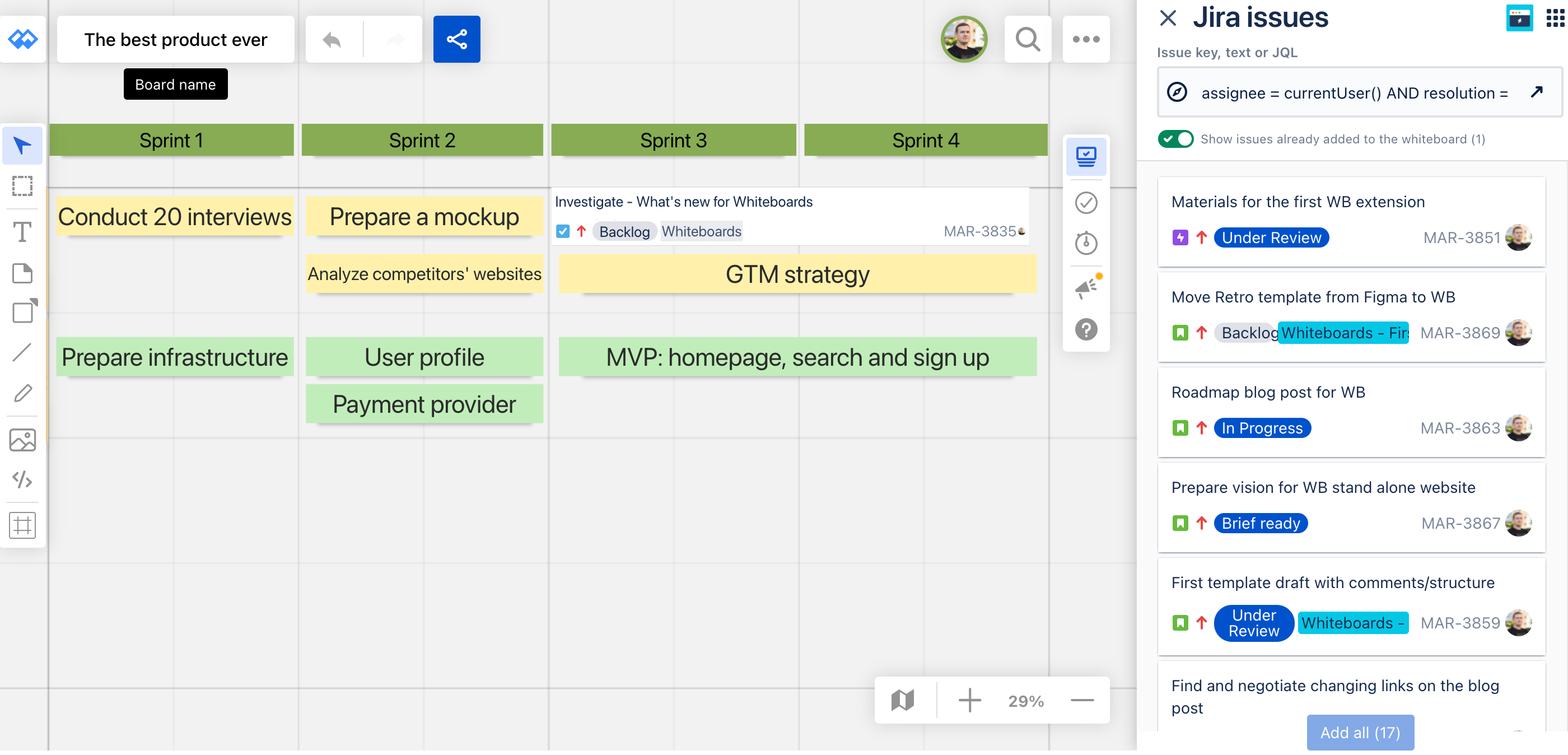 confluence roadmap planner link to jira ticket