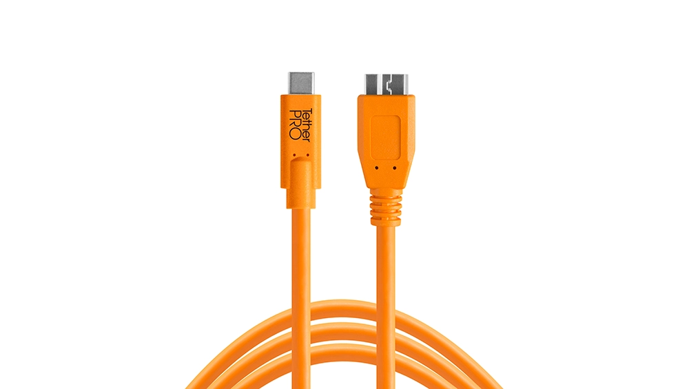 USB-C Tether Cable 15ft / 4.6m (USB-C to Micro USB / orange)