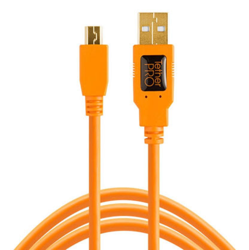 USB-C Tether Cable 15ft / 4.6m (USB-C to Micro-B USB / orange)