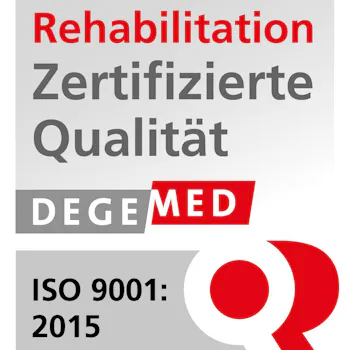 Zertifizierte Rehaklinik DIN EN ISO 9001 DEGEMED (Deutsche Gesellschaft für Medizinische Rehabilitation) Zertifizierte Rehaklinik DIN EN ISO 9001 DEGEMED (Deutsche Gesellschaft für Medizinische Rehabilitation)