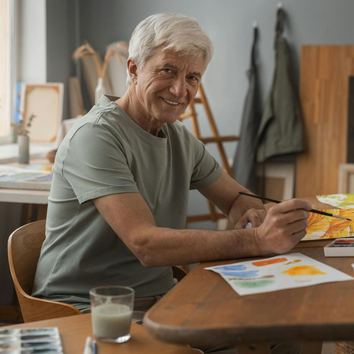 Patient bei der Kunsttherapie