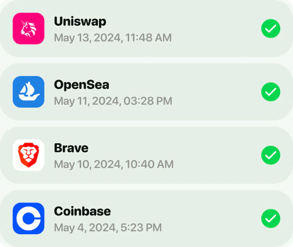 Connect seamlessly
with Web3 apps, etc