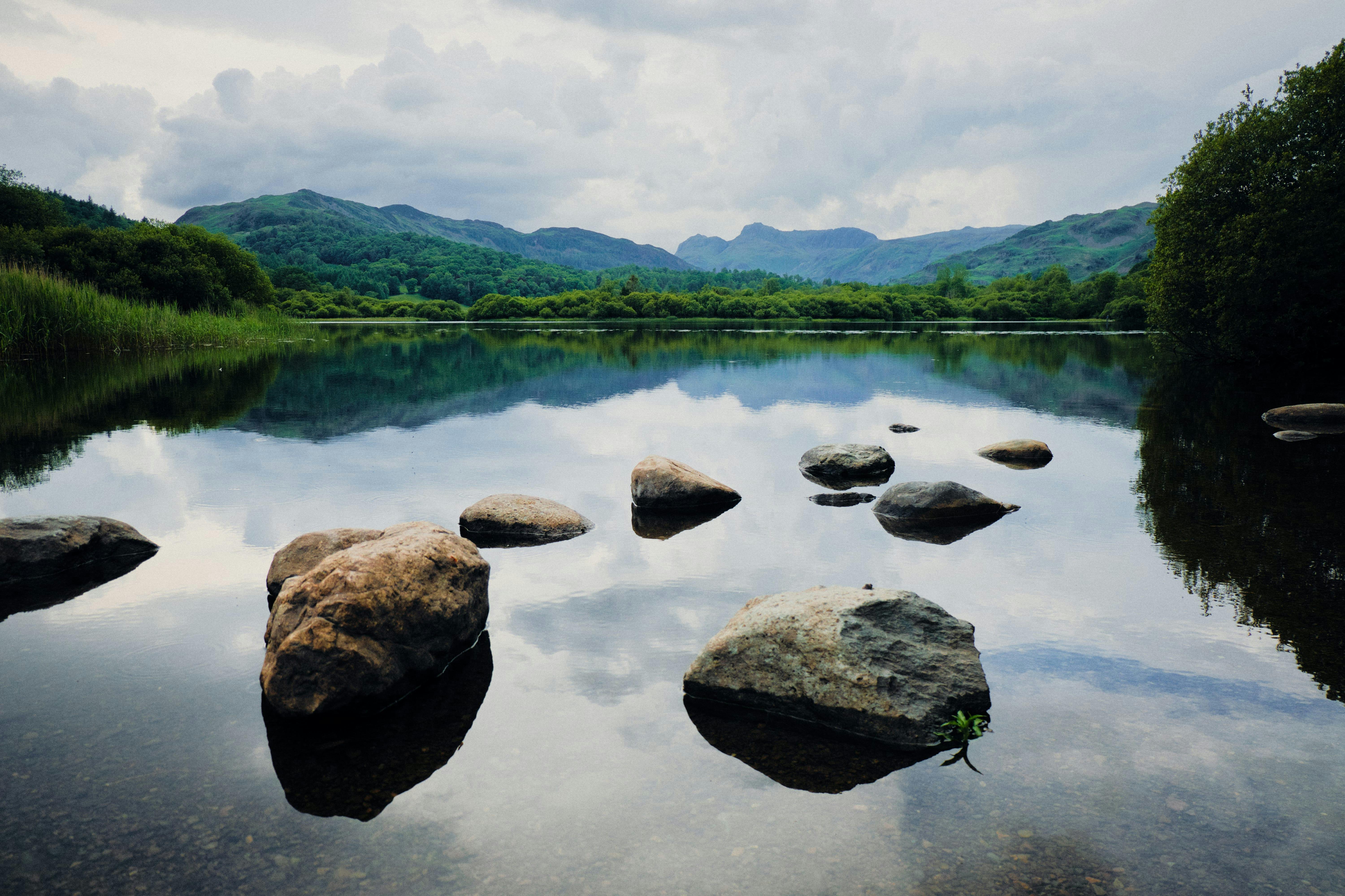 Lake with boulders