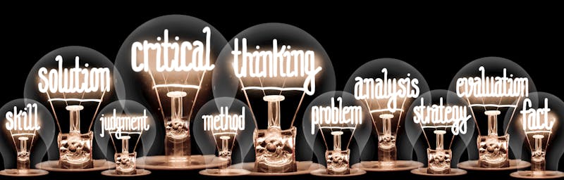A picture of multiple lightbulbs that describe the processes and benefits of critical team building