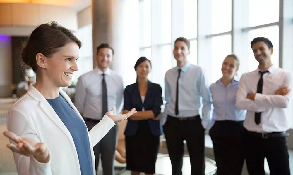 Staff team meeting in an office