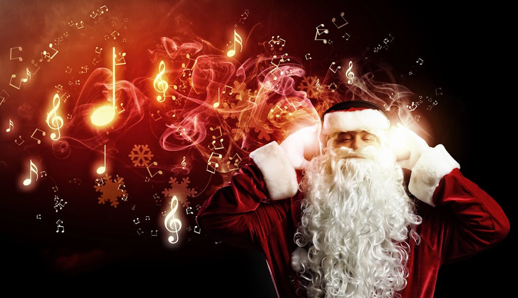Santa with headphones on