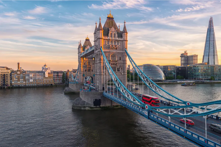Sunset over Tower Bridge, London UK