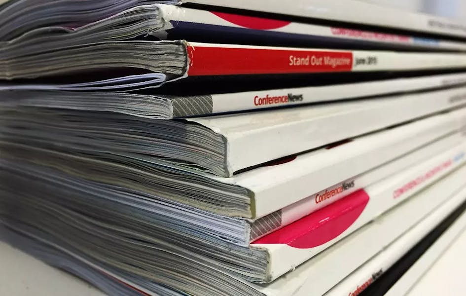 Stack of industry magazines
