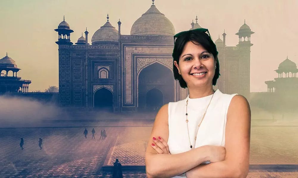Priya standing outside the Taj Mahal
