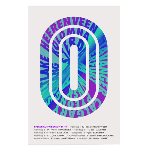 Poster about the races held in the Olympic speedskating season 2017-2018.
