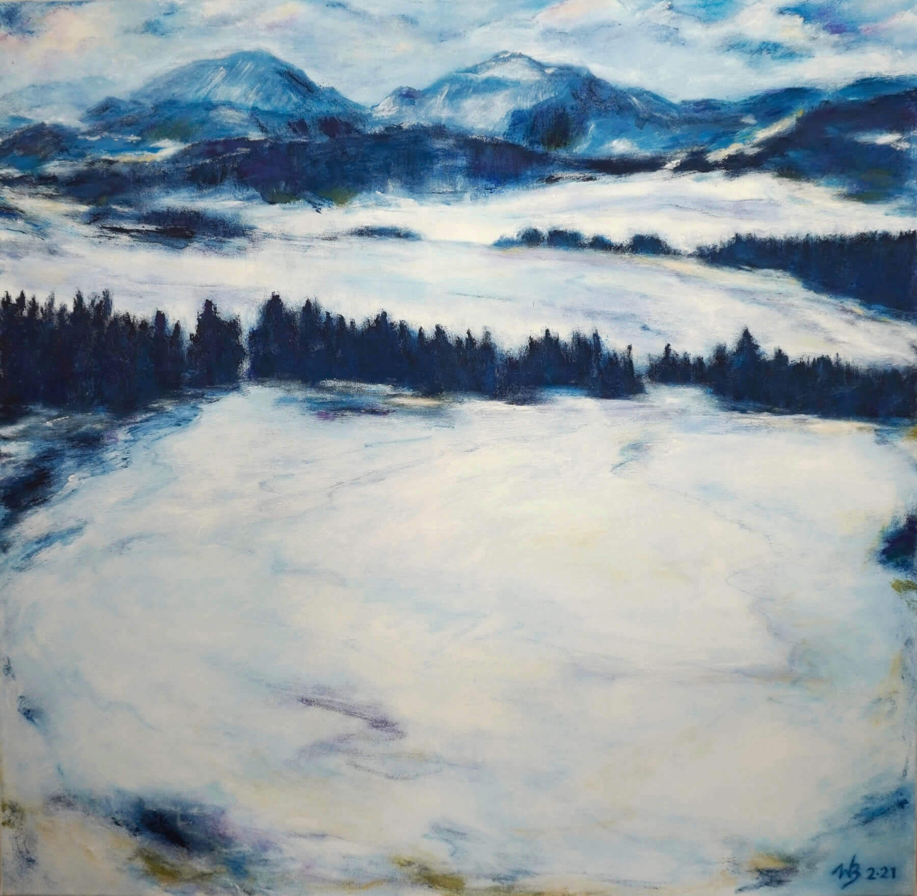 Gemälde der Chiemgauer Alpen Willi Bleicher 2021