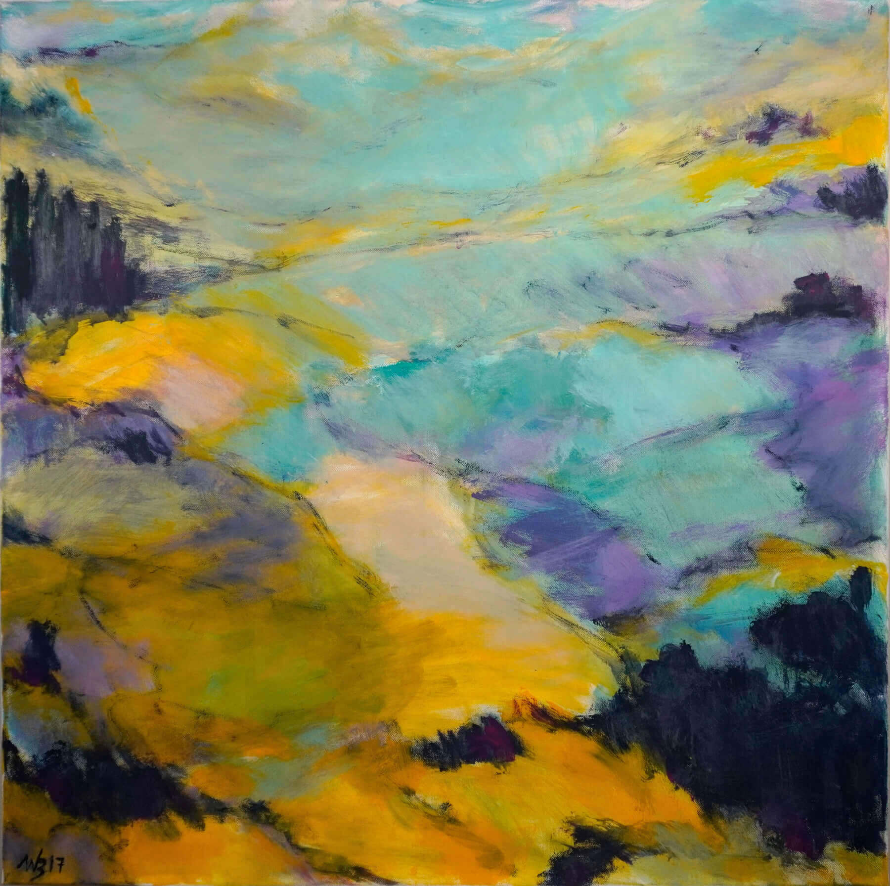 Abstraktes Gemälde Sommerlandschaft bei Castello del Trebbio