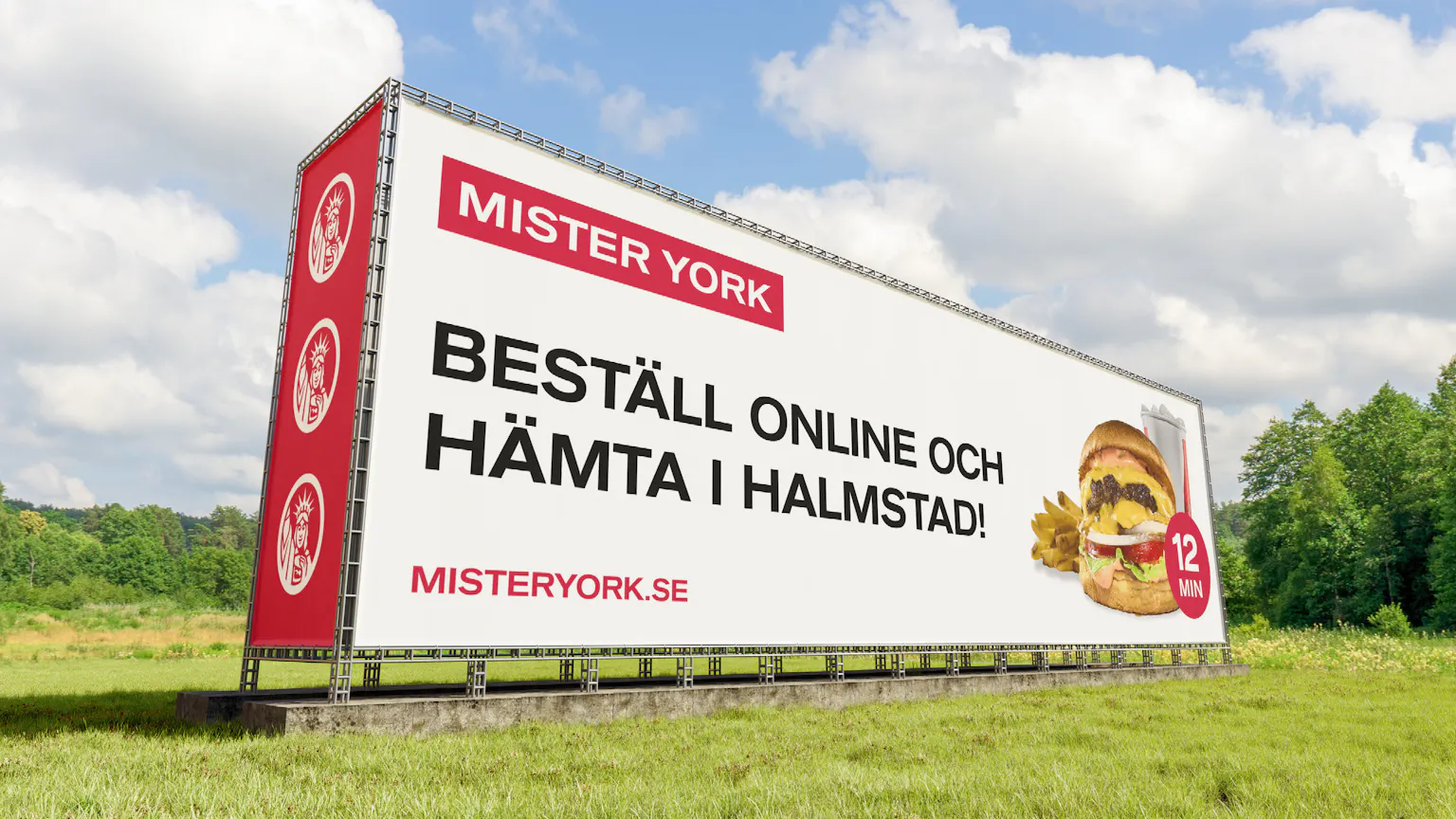 Vägskylt för Mister York Halmstad