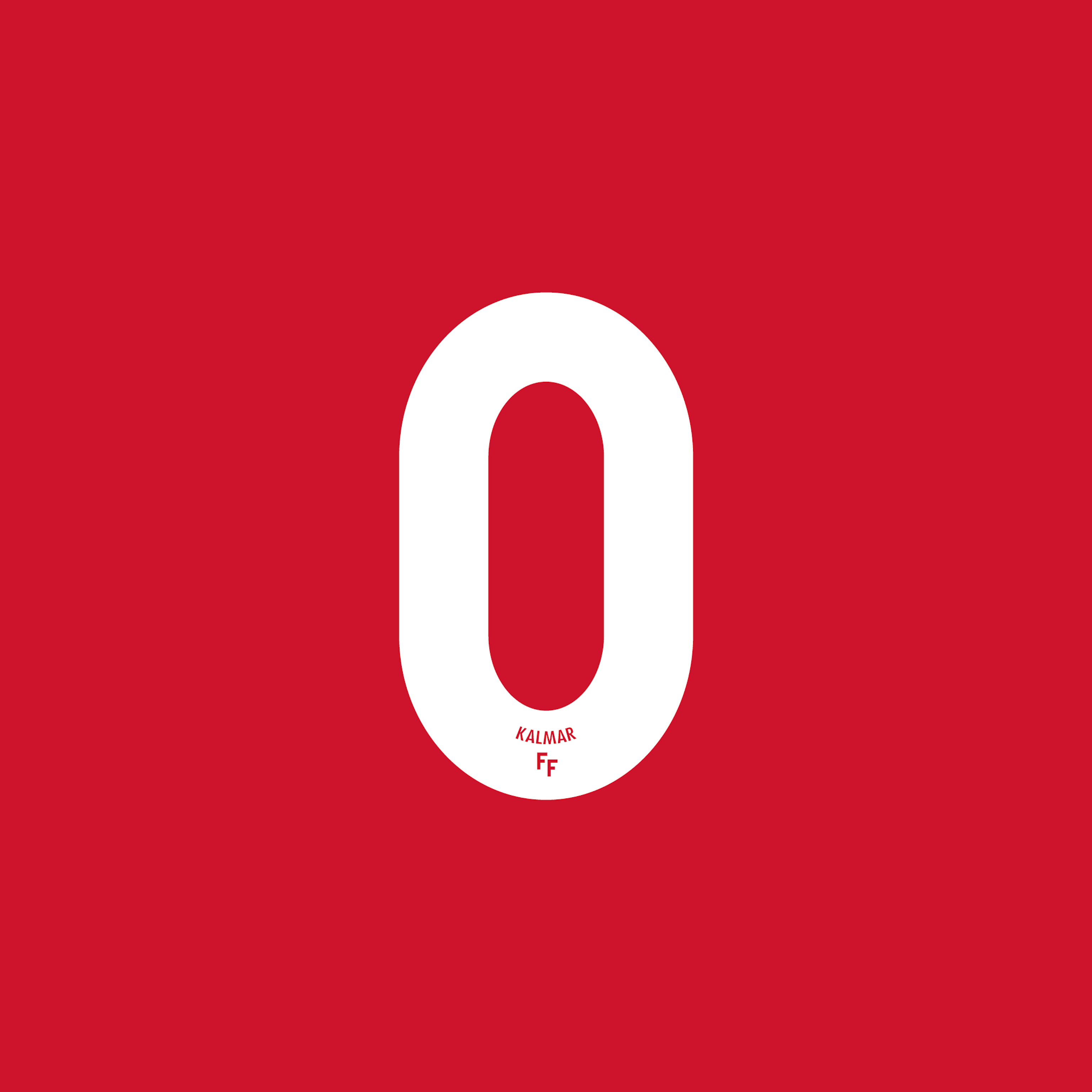 Kalmar FF siffra 1-9. Vit mot röd bakgrund.