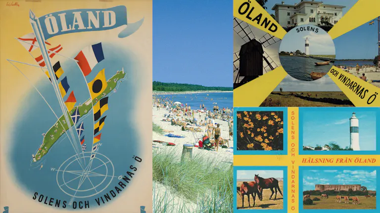 Kollage gamla vykort från Öland