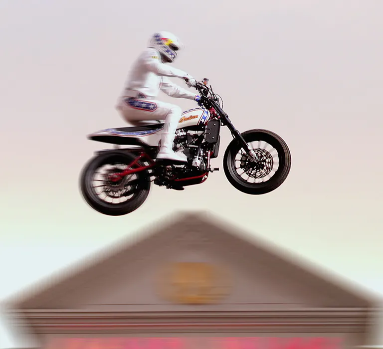 Onlinemarknadsföring under lågkonjunktur. Flygande motorcykel.