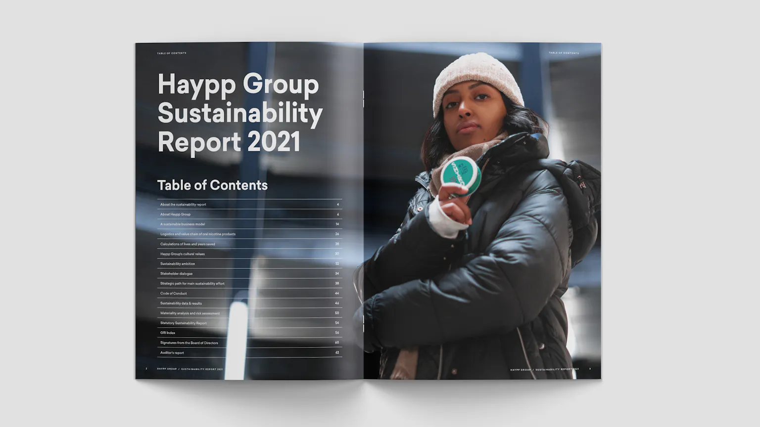 Uppslag hållbarhetsrapport Haypp Group 2021