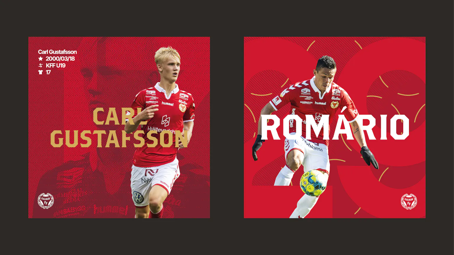 Carl Gustafsson och Romario i Kalmar FF - design Wilson Creative
