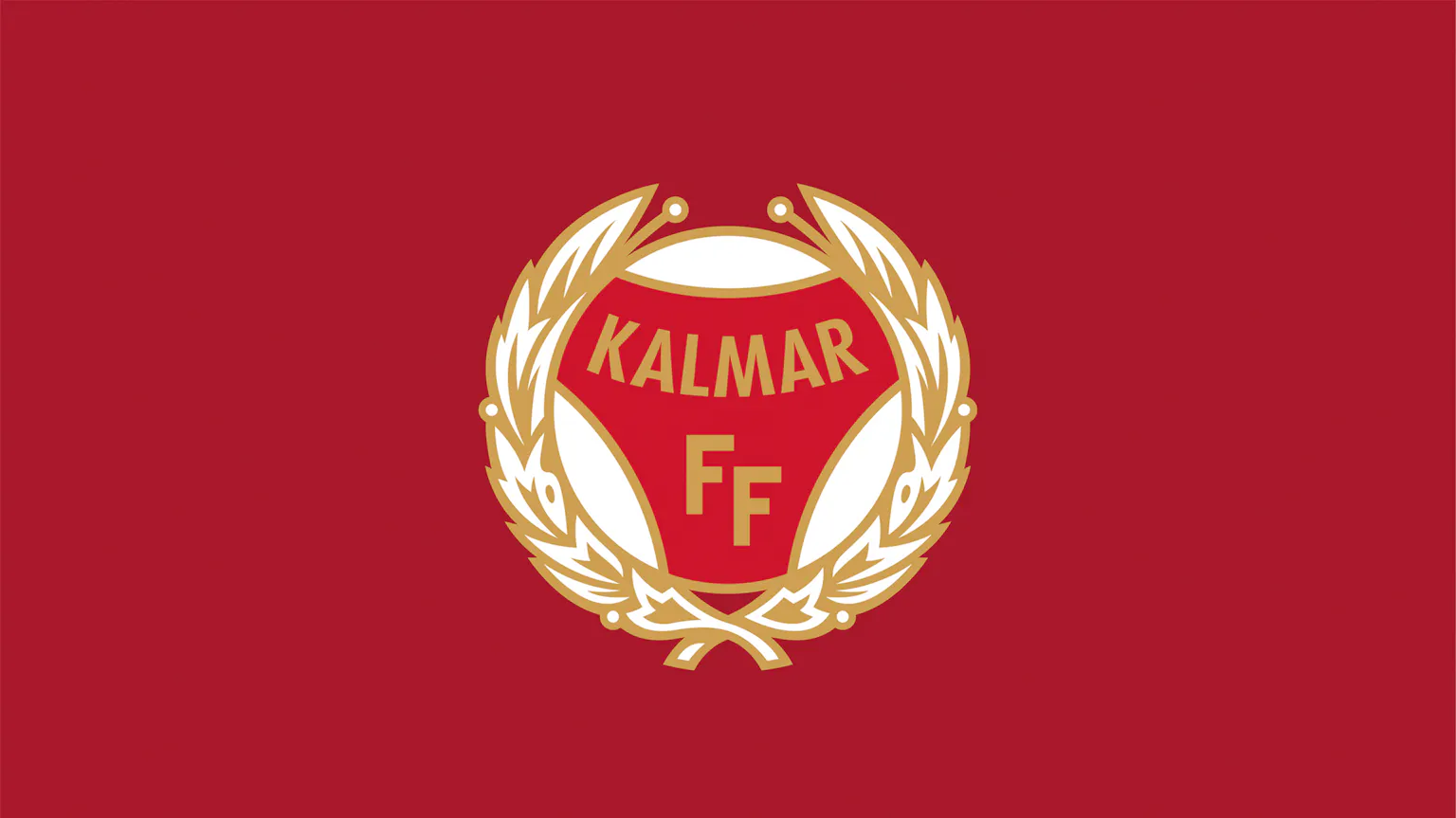 Kalmar FF emblem 2023 mot röd bakgrund